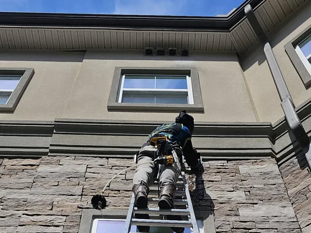 Up the ladder at a high exterior vent