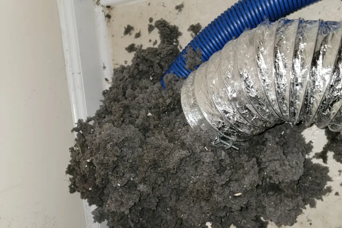 Huge clump of lint pulled out of a dryer vent duct during a Fresh dryer vent cleaning