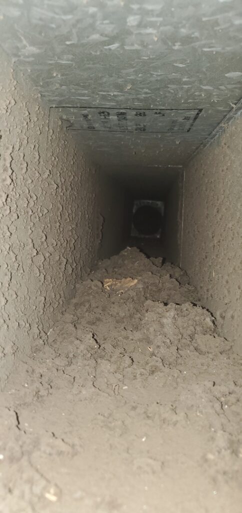 dirty air duct before cleaning